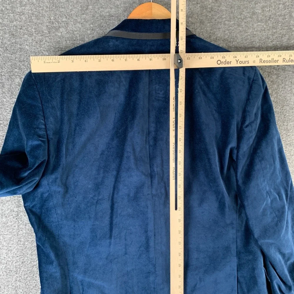 Tallia Blazer Jacket Men 40R Blue Velvet Cotton Sport Coat Modern Preppy
